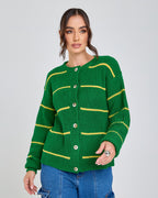 cardigan listrado tricot brasil copa 2026 canarinho + frete grátis
