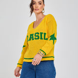 blusa tricot brasil core copa 2026 amarelo camisa dez + frete grátis