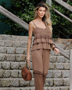 conjunto tricot marrom st. tropez