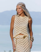 conjunto modal tricot creme brisa