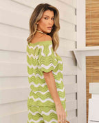 conjunto tricot chevron verde valência